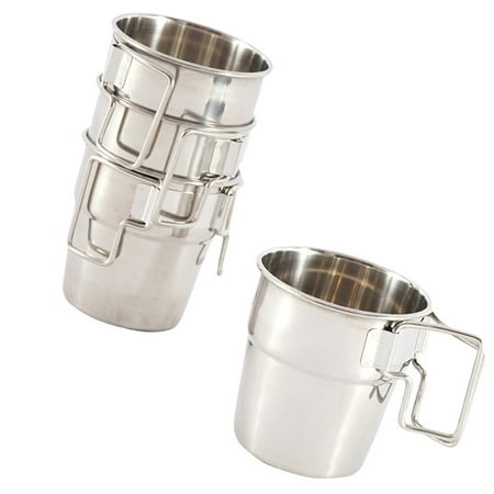 Worgeous Silver Stainless Steel Wine Cup for Home Use Portable Picnic and BBQ Gatherings 4 Pcs