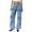 Blue, variant on Womens Jeans Bootcut Crossover High Waisted Straight Leg Loose Tummy Control Classic Trouser Jeans with Multiple Pockets,Black,L