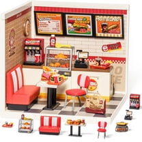 ROBOTIME DIY Miniature Dollhouse Super Creator-Yum Yum Burgers Plastic Building Set Toys Playset Gifts for Teens Adults
