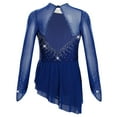 thumbnail image 3 of iiniim Girls Sparkly Figure Ice Skating Dress Mesh Long Sleeve Irregular Hem Ballet Lyrical Ballroom Dancewear Navy Blue 16, 3 of 7