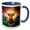 Blue/White, variant on 3drose, Longhorn Cattle Surrounded by a Wreath of Bluebonnet, 11oz Mug