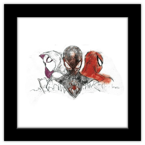 Gallery Pops Marvel Comics Spider-Man - Gallery Edition Heroes Sketch Wall Art, Black Framed Version, 12" x 12"