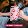 thumbnail image 3 of YAYA My First Travel Tumbler for Preschool & Kids 3+, Insulated Stainless Steel Tumbler with Reusable Silicone Straw & Spill-Proof Lid, Cup Holder Compatible, BPA-Free, 12oz, Checkered Cherry, 3 of 8