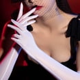 thumbnail image 2 of Doomiva Women Glossy Oil Seamless Gloves Ultra Thin Full Finger Evening Gloves Nylon See Through Arm Sleeves Mittens Cosplay Carnival Party White One Size, 2 of 3