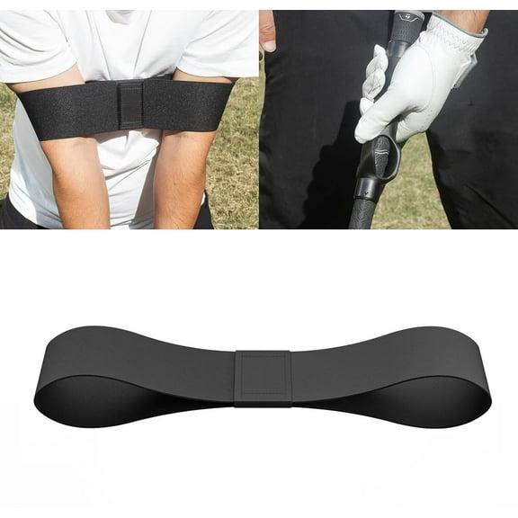 Grip Trainer Attachment & Swing Correcting Arm Band - Ultimate Black Golf Training Combo for Perfect Hand Positioning and Improved Swing Mechanics