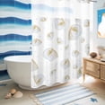 thumbnail image 5 of No Hook Shower Curtain, White Conch Coastal Shower Curtains for Bathroom with See Through Top Window, Nautical Summer Beach Ocean Sea Waterproof & Washable Bath Curtain Extra Long 72"x96", 5 of 9