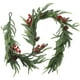 thumbnail image 2 of Guirnalda artificial de ratán verde navideño | Hojas de simulación realistas y acentos de bayas rojas | Tira decorativa interior para fiesta de fiestas en casa | 1,8 m de longitud | 1 pieza, 2 of 6