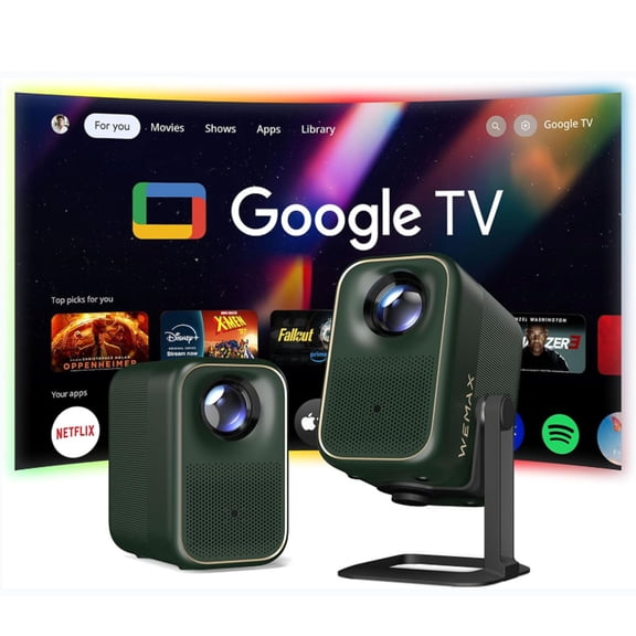 Restored WEMAX Google TV Smart Projector, Licensed Netflix, Native 1080P FHD | 4K Support, Projector with WIFI and Bluetooth, ome Theater, Movie Projector, Auto Focus/Keystone (Refurbished)