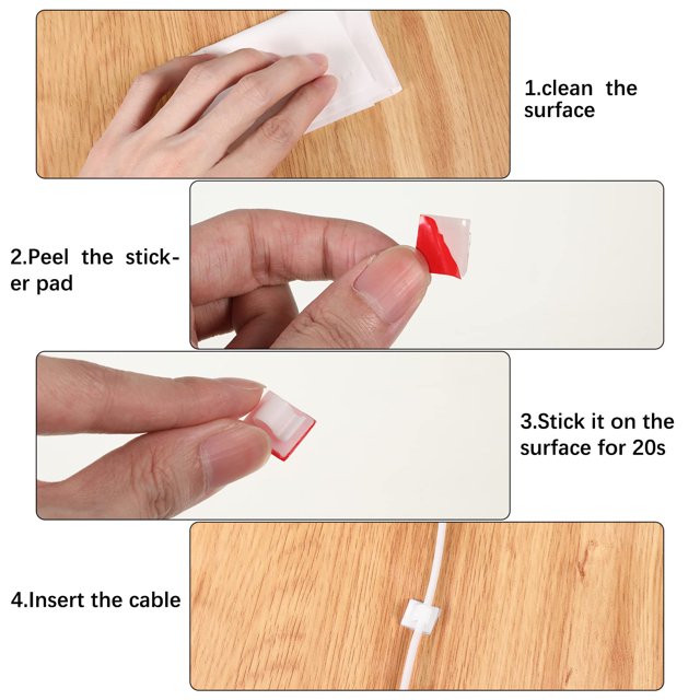 ZheElen 40pcs Plastic Efficient Cable Management With Durable Cable Organizer Clip Cable Clip Organization white 1Set