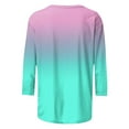 thumbnail image 5 of JURANMO 3/4 Length Sleeve Womens Tops Summer Round Neck Tunic Tops Dressy Casual Pleated Shirts Fashion Gradient Print Blouse Fall Savings Sky Blue XL, 5 of 7