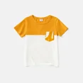 thumbnail image 5 of PatPat Family Matching Floral Print Off Shoulder Belted Dresses and Short-sleeve Colorblock T-shirts Sets, Yellow, Boy 6-7 Years, 5 of 6