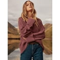 thumbnail image 4 of SMZ Women's Oversized Crewneck Long Sleeve Fuzzy Knit Casual Chunky Fall/Winter Pullover Sweaters, 4 of 8