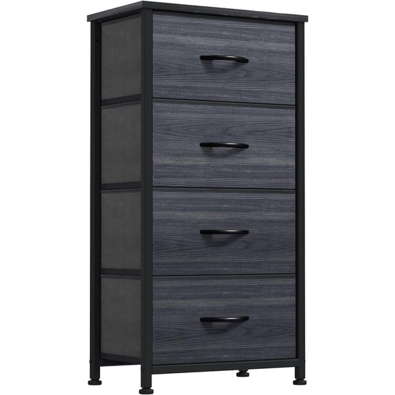 4 Drawers Dresser, Dresser for Bedroom, Fabric Storage Tower, Chest of Drawers, Organizer Unit for Closets, Living Room, Sturdy Steel Frame, Wooden Top, Easy Pull Fabric Bins