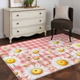 thumbnail image 4 of Spring Floral Washable Area Rugs 3'x5', Watercolor Flowers White Daisy Red Plaid Rustic Low Pile Throw Living Room Rug Non-Slip Sturdy Edge Binding Carpet for Indoor Entryway Bedside Kitchen, 4 of 9