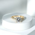 thumbnail image 3 of Rosec Jewels Moissanite Engagement Ring with Side Stones - 3 Carat Moissanite Ring - 8 mm Cushion Cut Ring - D-VS1 Grade, 14K Yellow Gold, US 5.50, 3 of 7