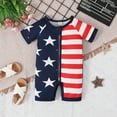 thumbnail image 2 of Icvfdpl Toddler Baby Pajamas Pj'S Patriotic Star Stripe Zip Up Romper Summer Short Sleeve One Piece Cotton Playwear Independence Day Lovely 18-24 Months, 2 of 6