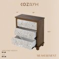thumbnail image 3 of COZAYH Rustic Farmhouse Dresser with Carved Leaves Pattern and 3 Drawers, White, 3 of 8