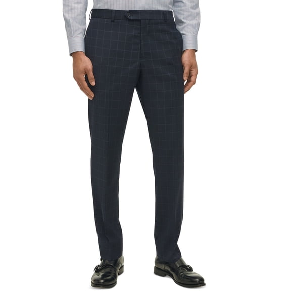 Brooks Brothers Mens Classic fit Wool Dress Pants 38 / 30 Navy Blue Windowpane