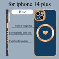 thumbnail image 2 of for iPhone 14 Plus Case Compatible with MagSafe, Luxury Love Heart Soft Phone Case, Full Camera Lens Protection Magnetic Case for iPhone 14 Plus for Women Girls (6.7") - Blue, 2 of 14