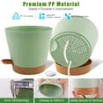 thumbnail image 2 of Fabulas Self Watering Planters, 7/6.5/6/5.5/5 Inch Self Watering Plant Pots with Drainage Hole for Indoor and Outdoor Plants, 5 Pack, Green, 2 of 6