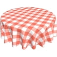 thumbnail image 2 of Plaid Round Tablecloth - 60" Pinky Red and White Checkered Tablecloth Waterproof Polyester Table Cover for Indoor Outdoor Farmhouse Fall/Winter Thanksgiving Christmas Holiday Party Décor, 2 of 5