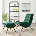 thumbnail image 3 of Modway Ramp Upholstered Performance Velvet Lounge Chair and Ottoman Set in Green, 3 of 8