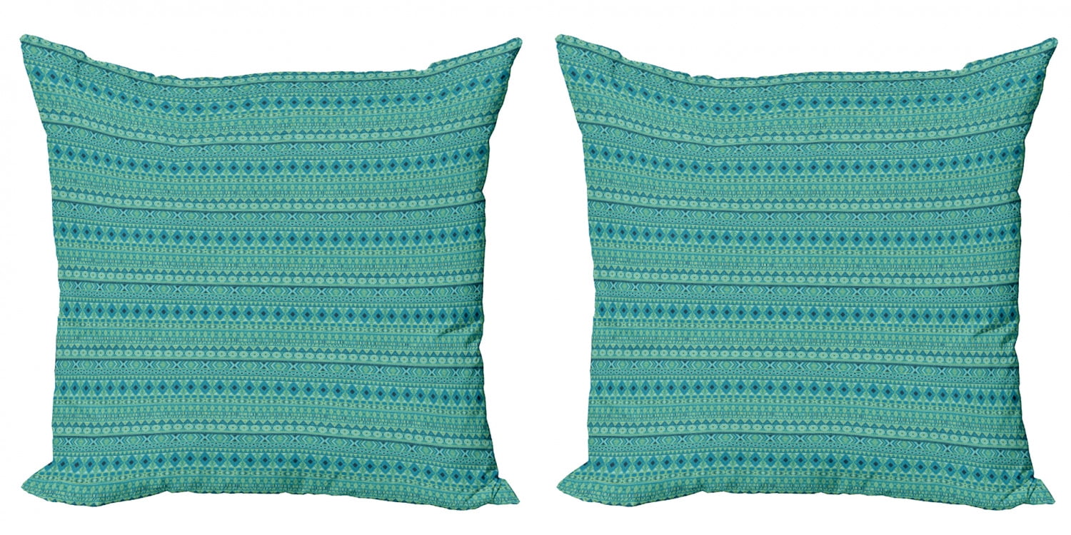 Tribal Throw Pillow Cushion Cover Pack Of 2 Folk Art Repetition Of Ethnic Geometrical Elements In A Symmetry Print Zippered Double Side Digital Print 4 Sizes Seafoam And Multicolor By Ambesonne Walmart Com