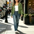 thumbnail image 4 of thefmos Women's Fall Winter Long Sleeve Zip Up Blazer Jackets Open Front Casual Solid Tops Dressy Work Office Trendy Outerwear Fashion Clothes, Army Green L, 4 of 6