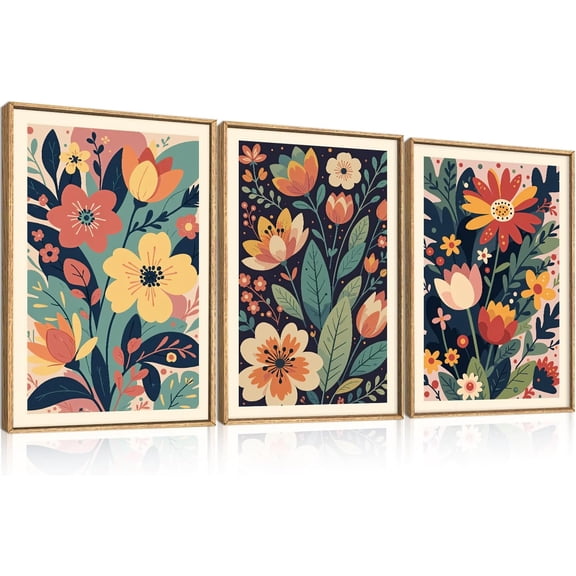 FCCUYE Boho Desert Botanical d Canvas Wall Art Set of 3, Bohemian Sun Moon Wall Painting, Mid Century Tropical Leaves Wall Decor, Retro Southwestern Art Print for Living Room, Bedroom 16" x 24"