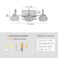 thumbnail image 7 of Miniyam Hard-Wired Vanity Light, 3-Light Bathroom Wall Sconce with Crystal Glass Shades, G9 Base, Silver, 7 of 7
