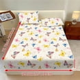 thumbnail image 6 of SEANATIVE King Size 3 Piece Bedding Set 1 Soft Fitted Sheet with 2 Pillow Cases Elastic Non-slip Sheet Set Stain-resistant Bed Covers with 9.8 Inches Deep Pocket, Butterfly Beige, 6 of 7