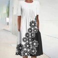 thumbnail image 1 of Robe Maxi Grande Taille pour Femme Été Bohème à Imprimé à Manches Courtes Robe de Plage Robe Longueur Genou Robe à Manches Courtes en Liquidation, 1 of 5