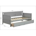 thumbnail image 3 of Twin Daybed with 2 Storage Drawers on Casters, Wood Captains Bed Sofa Bed Frame with 3 Drawer Stoppers for Bedroom Living Room, No Box Spring Needed, 200 lbs Weight Capacity, Gray, 3 of 7