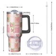 thumbnail image 2 of 40oz Pioneer Flower Floral Print Pattern Insulated Tumbler with Handle, BPA-Free Leak Proof Lid and Straws, Double Wall Vacuum, Hot 12h/Cold 34h, 2 of 6
