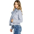 thumbnail image 2 of Haute Monde Women's Juniors Casual Faux Suede Moto Jacket (Fur- Dusty Blue, Small), 2 of 3