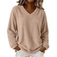 thumbnail image 5 of Yievot Women's Fleece Sweatshirts V Neck Long Sleeve Fall Top Solid Color Casual Warm Tunic Tops, 5 of 9