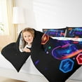 thumbnail image 4 of Feelyou Cartoon Red Gamepad Full Size Comforter Sets for Kids, Neon Square Honeycomb Bedding Comforter Set, Modern Video Gaming Reversible Bedding Sets, Microfiber Bedroom Decor, 3pcs, 4 of 8