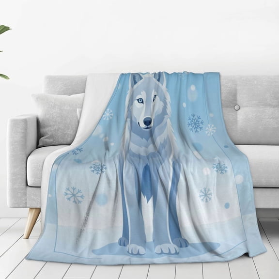 Wolf Throw Blanket, All Season Lightweight Flannel, Soft Cozy Bedding, Unique Gift for Home Couch Decor 50x40