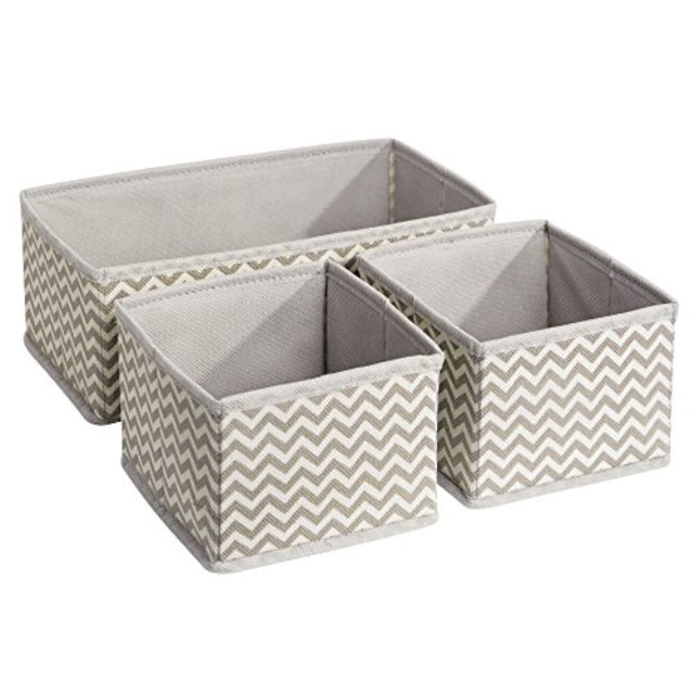 Interdesign Chevron Set Of 3 Soft Bins For Underwear Socks Kids
