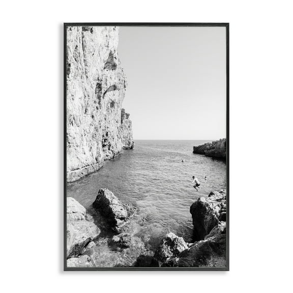 Stupell Industries The Dive Cove Coastal Photography Black Framed Art Print Wall Art, 12 x 18