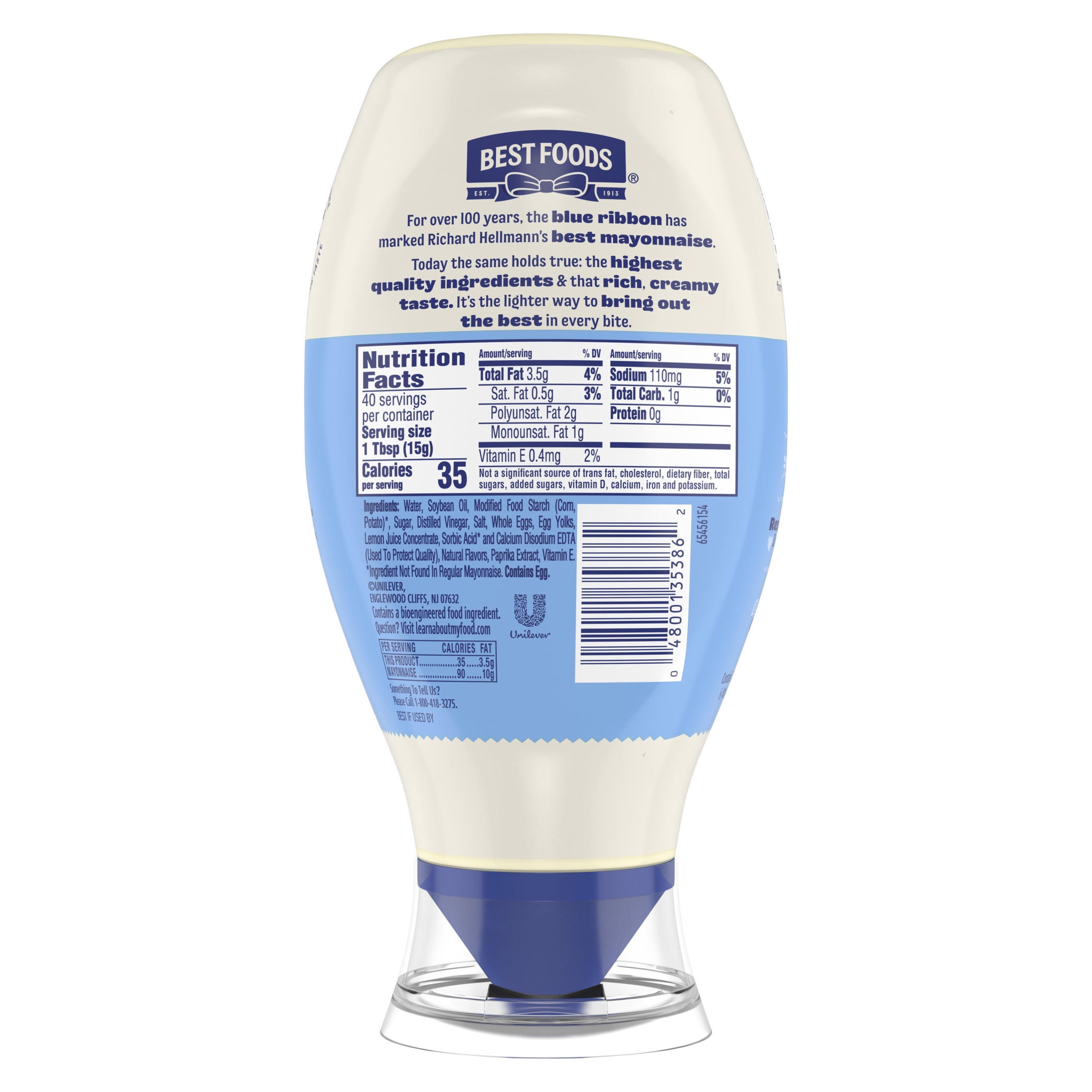 (12 pack) Best Foods Made with Cage Free Eggs Light Mayonnaise, 20 fl oz Bottle