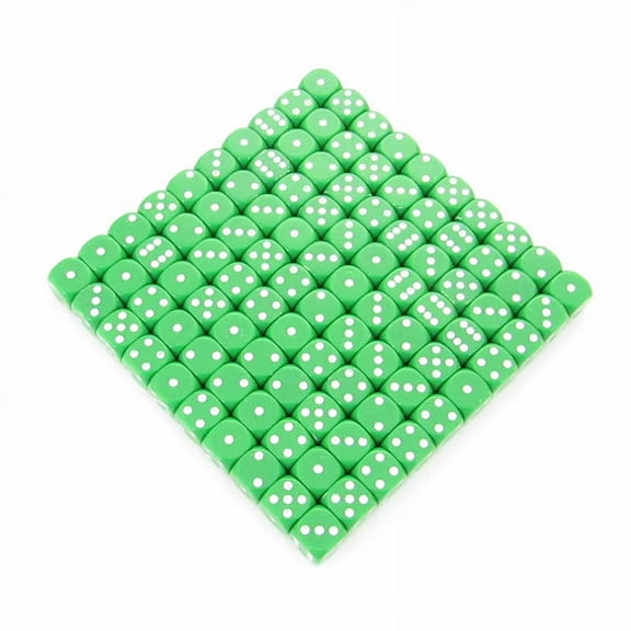 Green Opaque Dice with White Pips D6 12mm (1/2in) Bulk Pack of 100 Wondertrail