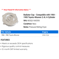 thumbnail image 2 of Radiator Cap - Compatible with 1984 - 1985 Toyota 4Runner 2.4L 4-Cylinder, 2 of 2