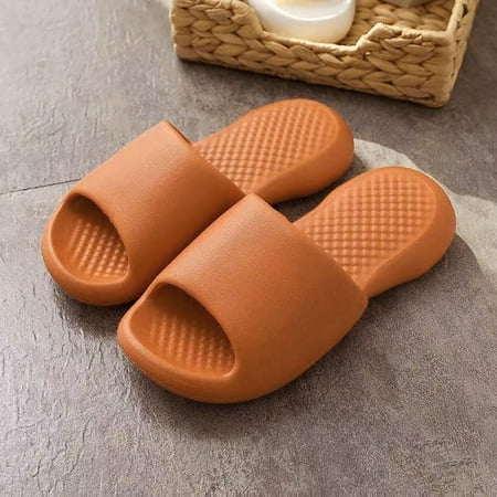 

Holiday Savings 2022! Rourlinge Couple Stepping On Shit Feels Super Thick And Soft EVA Deodorant Slippers Orange 39