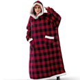 thumbnail image 1 of Manta de franela súper larga con mangas para parejas, bata acogedora, cálida para el hogar, sudaderas con capucha de invierno, manta de TV de lana, regalo de gran tamaño, 1 of 4