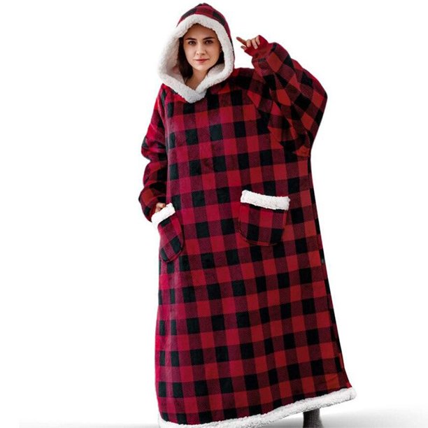 Manta de franela súper larga con mangas para parejas, bata acogedora, cálida para el hogar, sudaderas con capucha de invierno, manta de TV de lana, regalo de gran tamaño