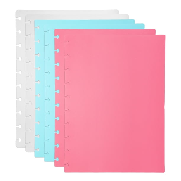 Uxcell 1 Set Cubierta de cuaderno Discbound, 10 x 7.1" Tamaño B5 Carta Cubierta de planificador de disco para cuaderno Happy Planner Producto de oficina, Blanco/Rosa/Verde