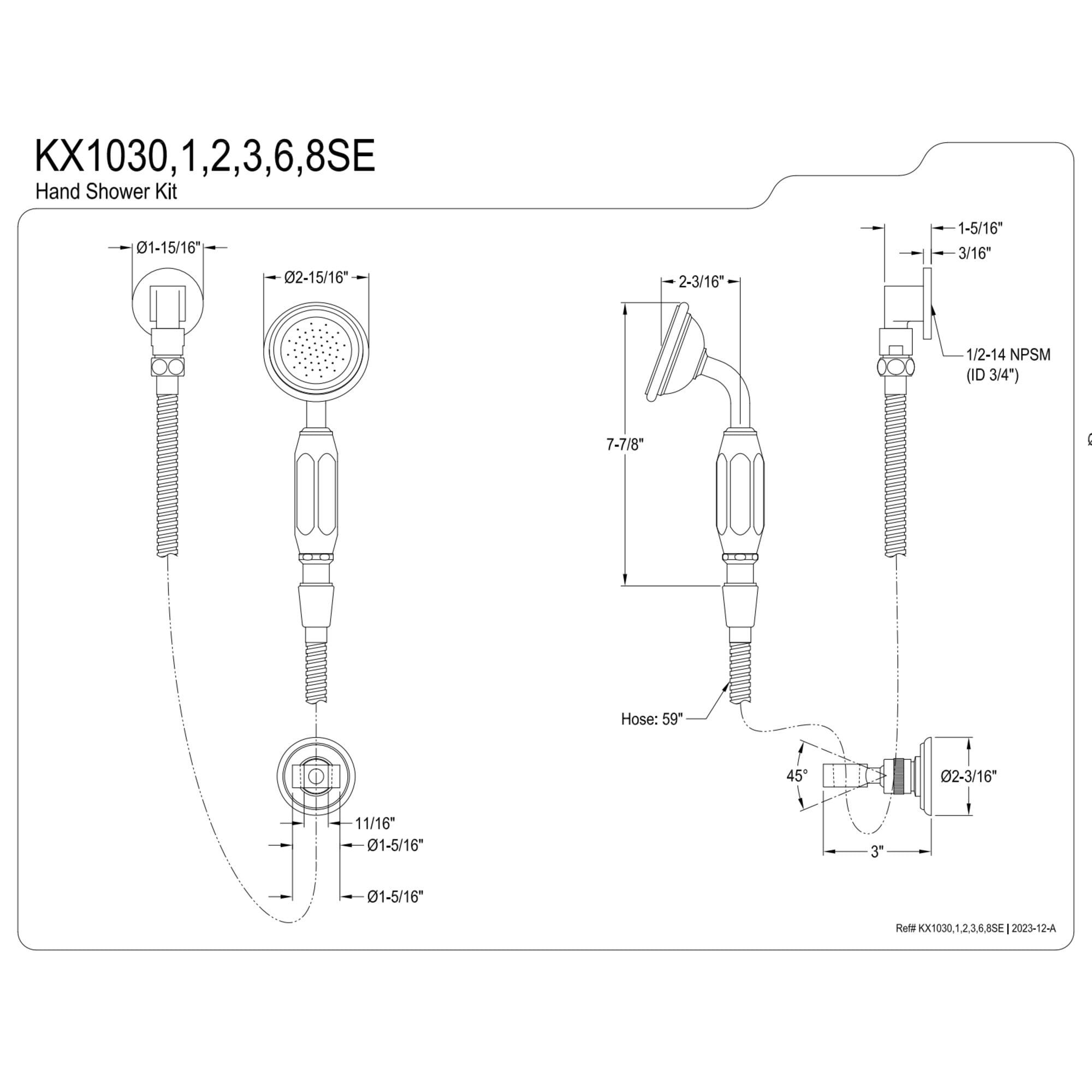 Kingston Brass KX1060SE Victorian Hand Shower Kit, Matte Black