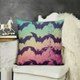 thumbnail image 2 of Happy Halloween Bats Pillow Covers  Pastel Purple Pink Bat Decorative Square Couch Pillow Cases  Fall DecorThrow Pillows for Room Porch Patio Couch Outdoor, 2 of 5