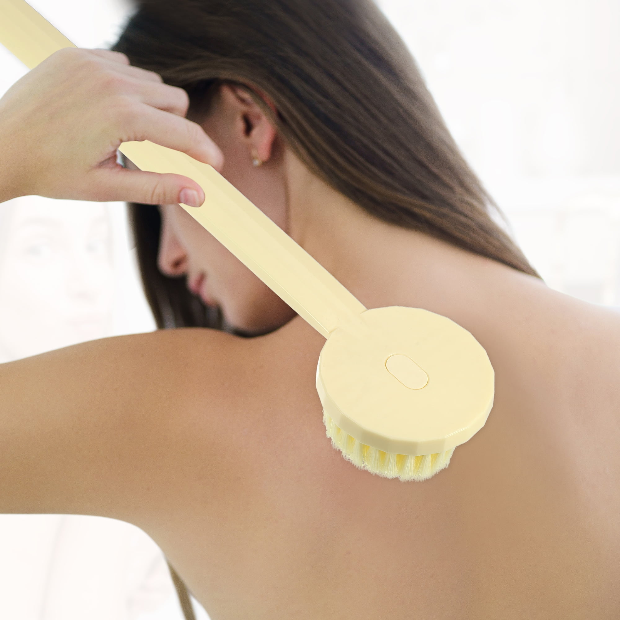 Unique Bargains Long Handle Bath Brush and Bathin Beige